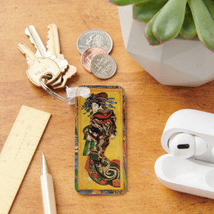 Porte-clés Portrait Vintage de Courtisane Japonaise Oiran par