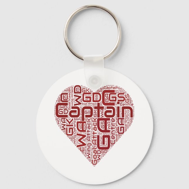 Porte-clés Positions Netball Design cardiaque (Recto)