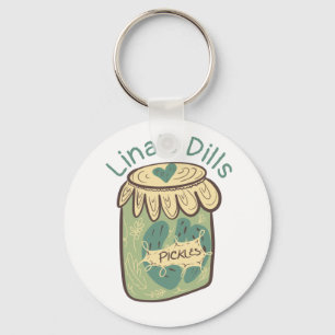 Porte-clés Pot de cornichons drôle amateur de nourriture vert