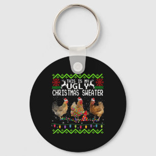 Porte-clés Poule de Noël C'est mon pull moche drôle 