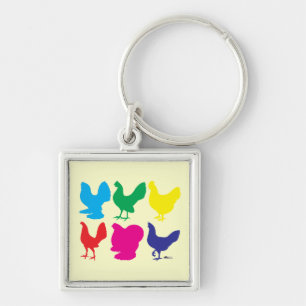 Porte-clés Poules colorées