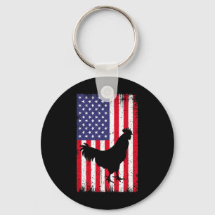 Porte-clés Poulet au drapeau américain Fermier Animal de ferm