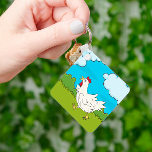 Porte-clés Poulet Courant Dans Un Porte - clé De Terrain