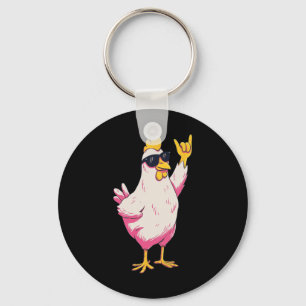 Porte-clés Poulet drôle dessin animé rétro style humour de vo