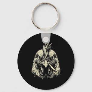 Porte-clés Poulet Drôle Fumant une Cigarette Mème Vintage Gru