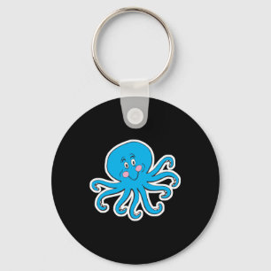 Porte-clés poulpe bleue heureuse