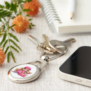 Porte-clés Poupeée de mode rose et couverture en molleton pou