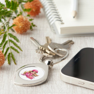 Porte-clés Poupeée de mode rose et couverture en polaire pour