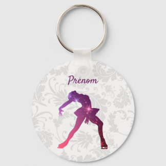 Porte-clés pour patineuse - Silhouette Rose Violet
