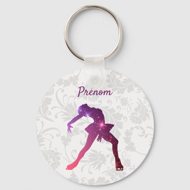 Porte-clés pour patineuse - Silhouette Rose Violet (Recto)