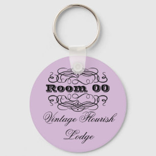 Porte-clés Pourpre vintage de chambre d'hôtel de typographie