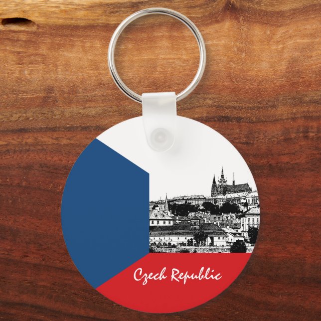 Porte-clés Prague historique et drapeau tchèque, République t (Recto)