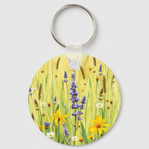 Porte-clés Prairie de fleurs sauvages motif d'été