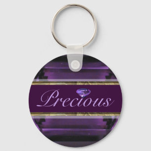 Porte-clés Précieux design de gemme violette, pourpre