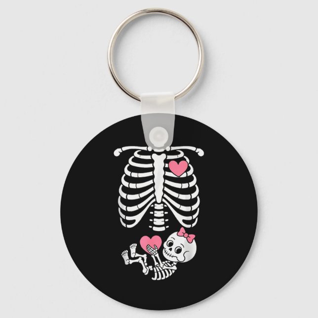 Porte-clés Pregnancy Skeleton Girl Baby Rib Cage Belly Bump H (Recto)