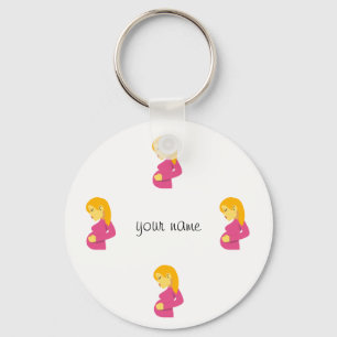 Porte-clés Pregnant Emoji Maman et '' Votre nom ici "