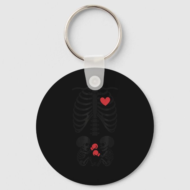 Porte-clés Pregnant Skeleton Twin Halloween Skeleton Boxing T (Recto)