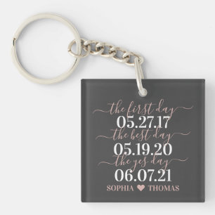 Porte-clés Premier jour meilleur jour Oui Jour Mariage Date a