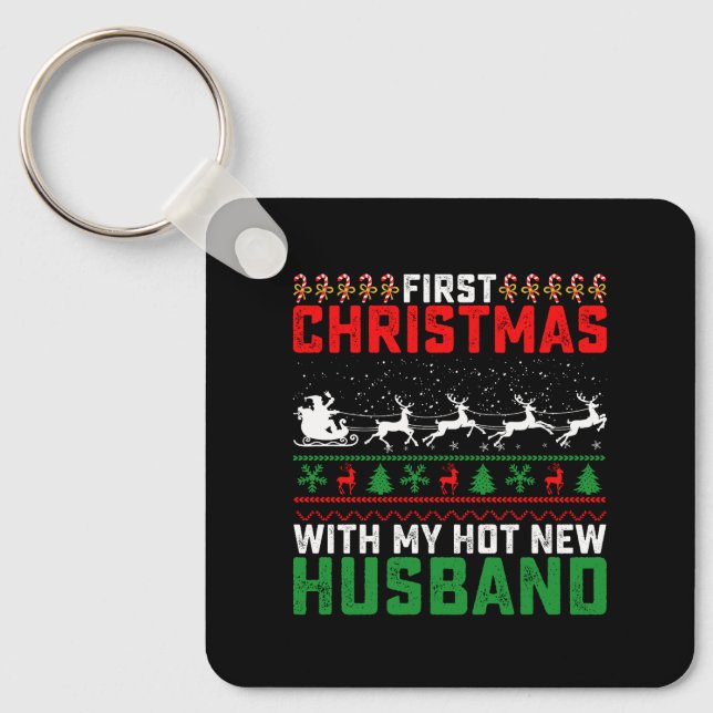 Porte-clés Premier Noël Avec Mon Chaud Nouveau Mari Vilain (Recto)