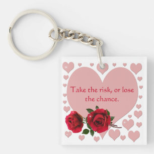 Porte-clés Prenez La Citation De Risque Coeurs Roses Roses Ro