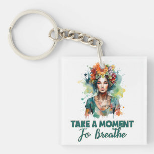 Porte-clés Prenez un moment pour respirer Zen Flowers Yoga Gi
