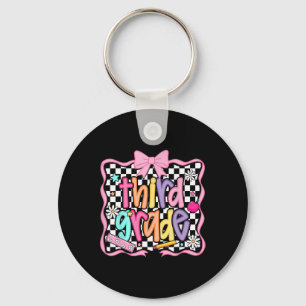 Porte-clés Préparation rentrée scolaire rose coquette floral 