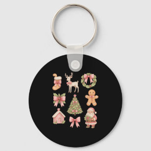 Porte-clés Preppy Coquette Bow Nk Christmas Tree Père Noël Gi