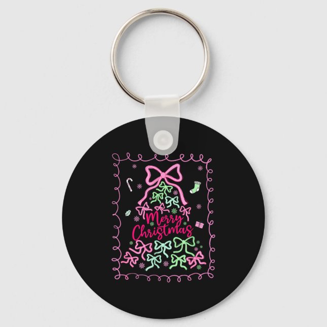 Porte-clés Preppy Nk Coquette Bow Christmas Tree Girly Xmas H (Recto)