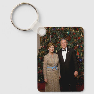 Porte-clés Président George Bush, Laura Christmas Maison Blan