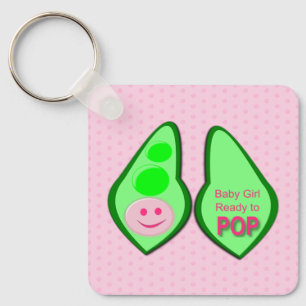 Porte-clés Prêt pour la pop bébé fille Baby shower de pois ro