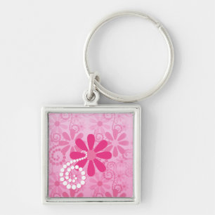 Porte-clés Pretty Pink Flowers Cute Retro Daisy Pattern