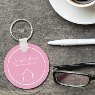 Porte-clés Pretty Pink Real Estate Agent Personalized Realtor