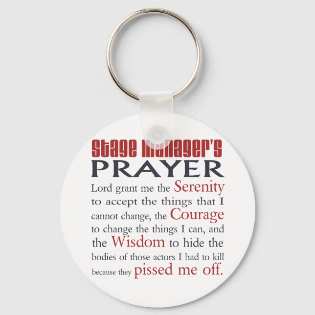 Porte-clés Prière du gestionnaire de scène (Recto)