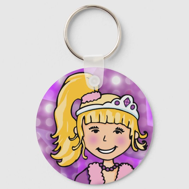 Porte-clés Princesse blonde cheveux violet porte - clé (Recto)