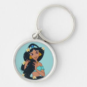 Porte-clés Princesse Jasmine - Cheveux et fleurs étincelants