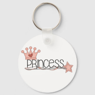 Porte-clés Princesse rose de couronne et de baguette magique