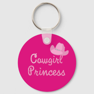 Porte-clés Princesse Western Cowgirl avec Casquette rose