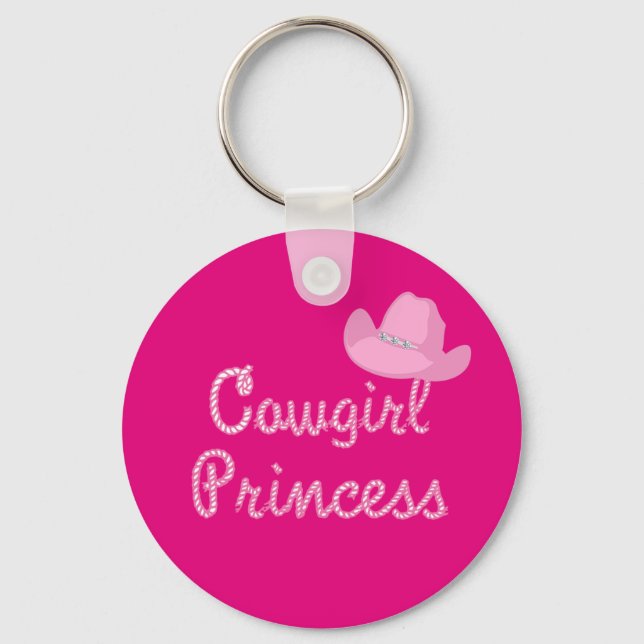 Porte-clés Princesse Western Cowgirl avec Casquette rose (Recto)