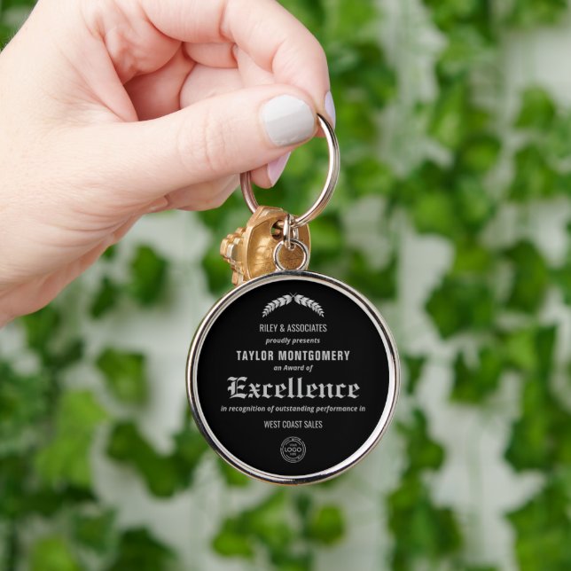 Porte-clés Prix d'excellence avec logo d'entreprise (Main)