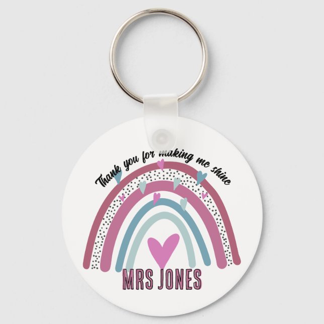 Porte-clés professeur merci de m'avoir fait me retirer arc-en (Recto)