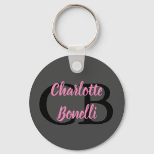 Porte-clés Professionnel Moderne Monogramme Nom Minimaliste