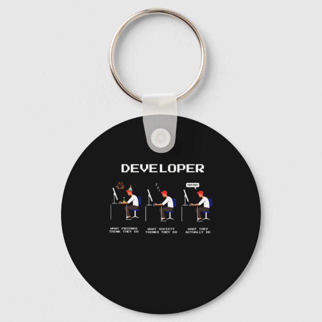 Porte-clés Programmeur développeur Coder ordinateur Geek Nerd (Recto)