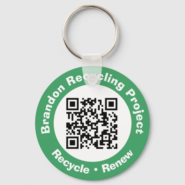 Porte-clés Projet de recyclage QR Code Recycle & Renouveler. (Recto)