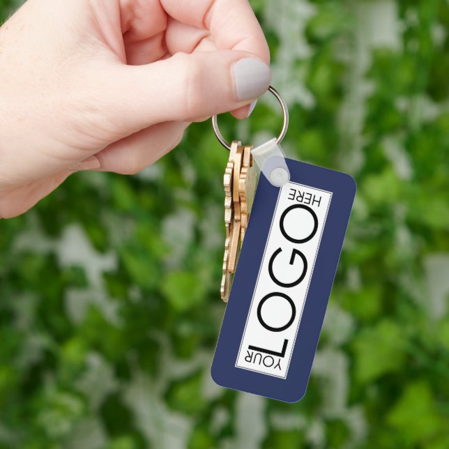 Porte-clés Promo de logo professionnel QR Code bleu (main)