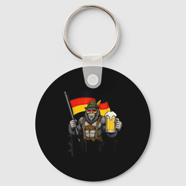 Porte-clés Prost Bigfoot Drinking Beer Lederhosen German  (Recto)