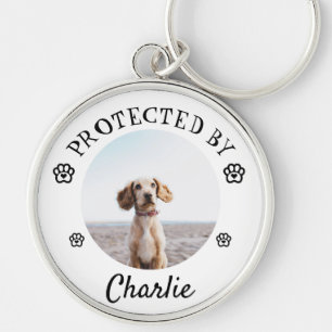 Porte-clés Protégé par un chien - Motif d'empreinte de patte