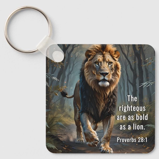 Porte-clés Proverbes 28:1 Bible Les justes sont Téméraires co (Recto)