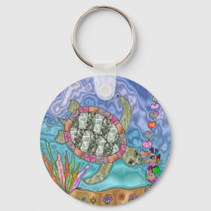 Porte-clés Psychédélic Sea Turtle Seahorse