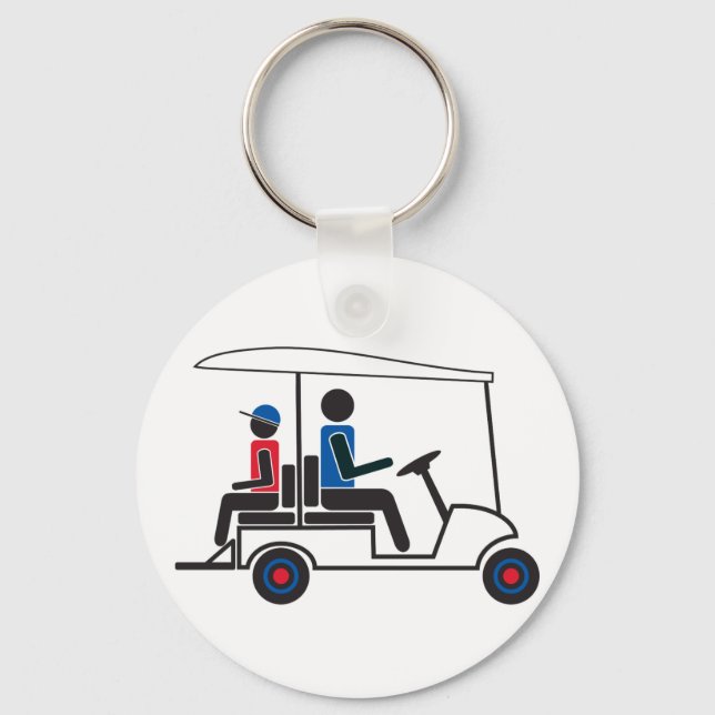 Porte-clés PTC rouge, blanc et bleu GA Family Golf Cart (Recto)