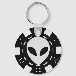 Porte-clés puce de poker alien noir